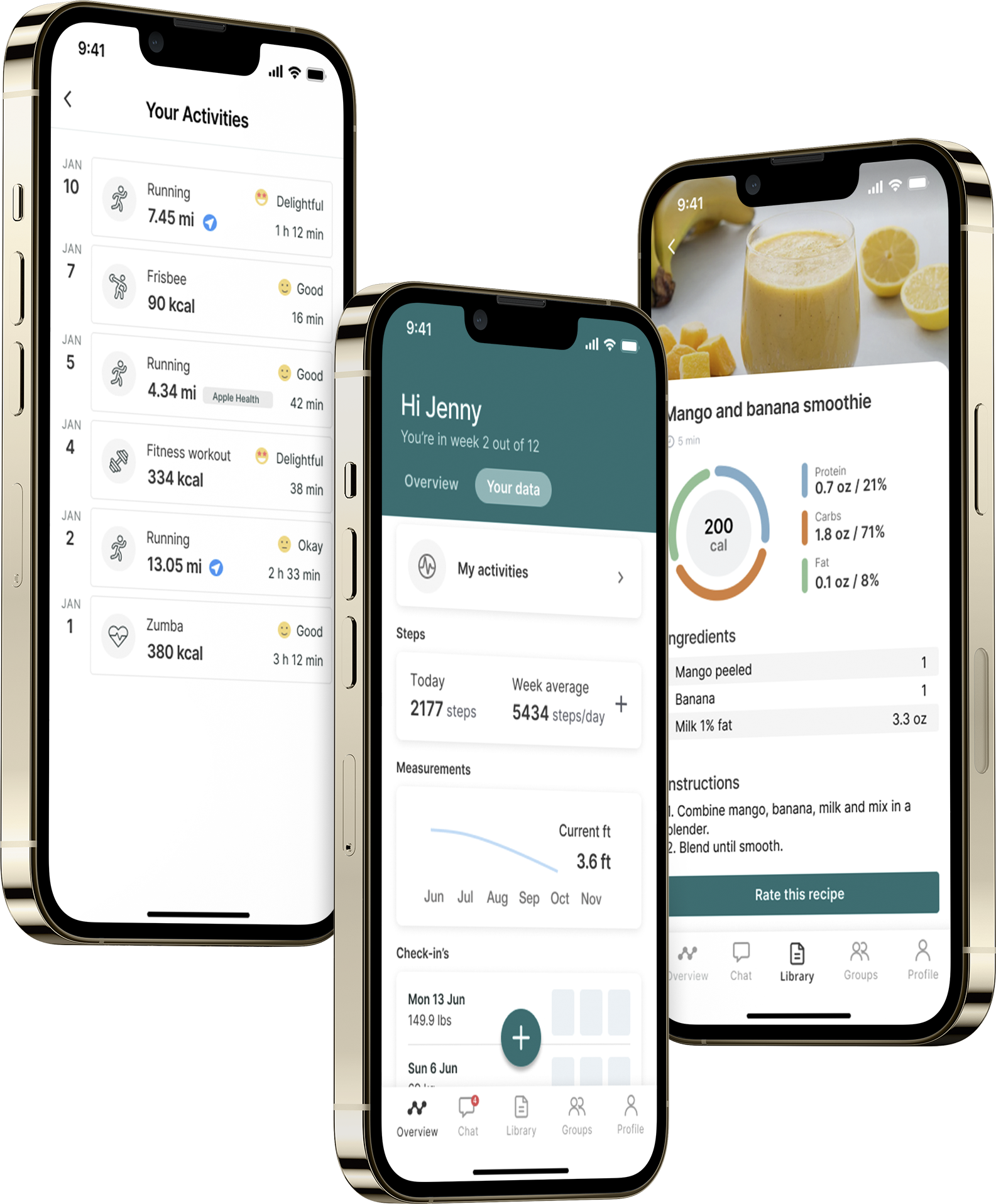 A mockup of the coaching app showcasing the features.